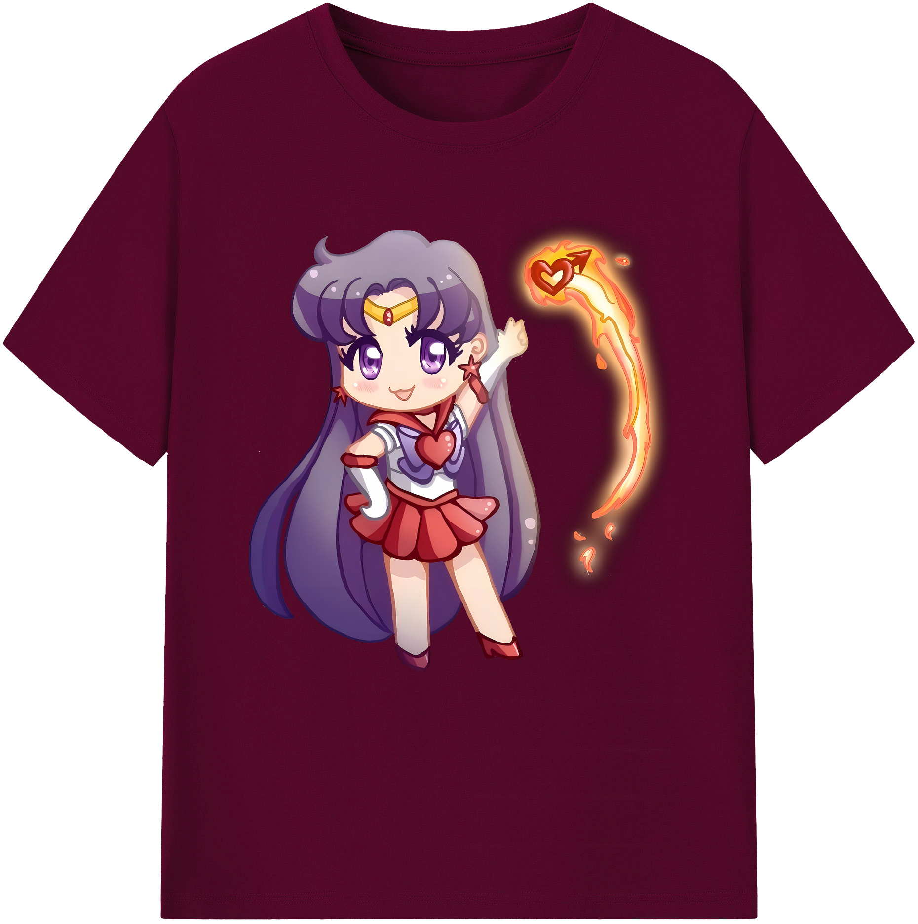 （画像用） 美少女戦士セーラームーン 火野レイ ひの レイ Sailor Moon Hino Rei （セーラーマーズ,Sailor Mars） レディースカジュアルプリントTシャツ（綿100％）